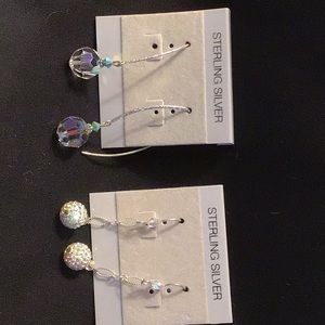 Sterling silver and crystal drop earrings